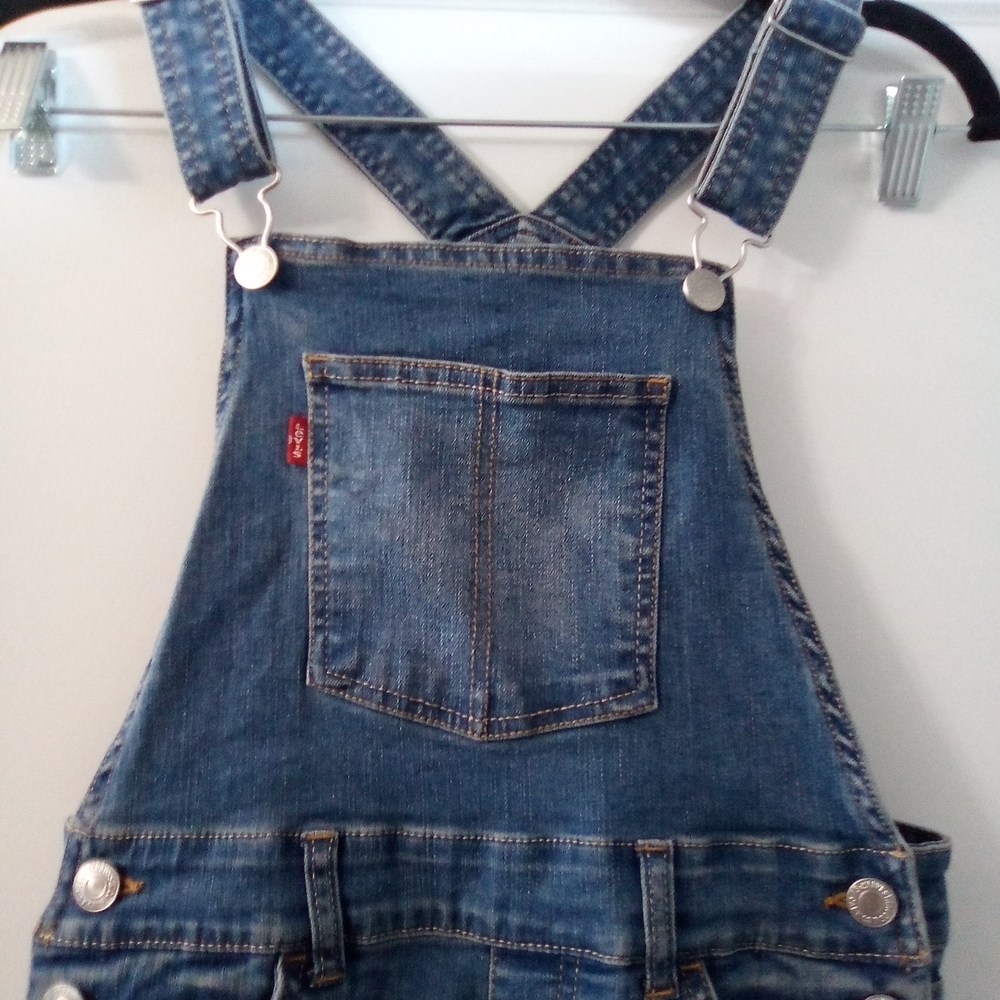 Girls Blue Girlfriend Stretch Jeans Overalls Size 10 Levi Strauss & Co - Picture 2 of 8